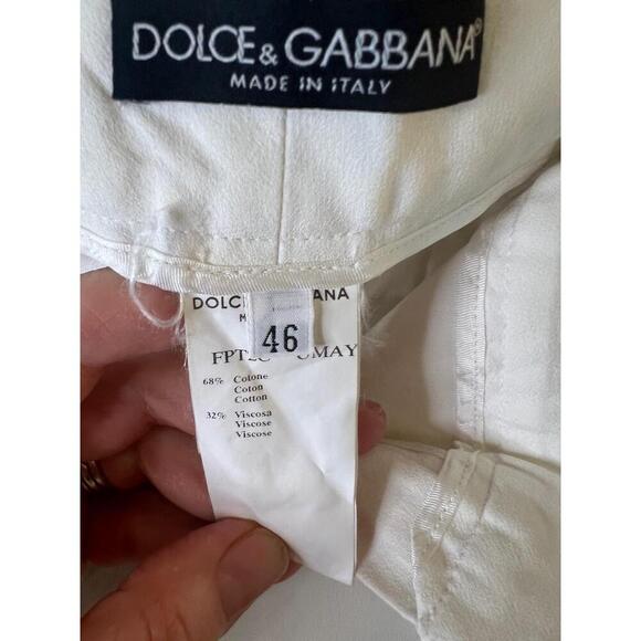 Dolce Gabbana Off White Double Button Closure Dress Pants Womens Size IT46 US 10 - Picture 9 of 11
